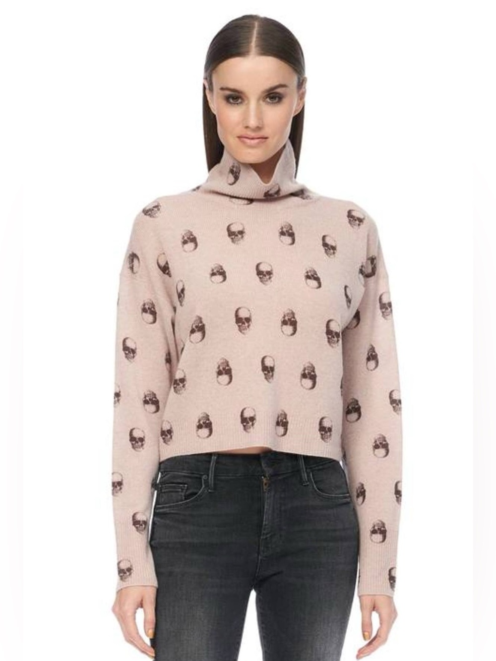 Skull Cashmere Vienna Turtleneck Sweater Large Pullover Skull Print Quiet Luxury - Picture 2 of 10